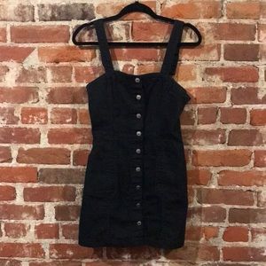Black mini button up dress.